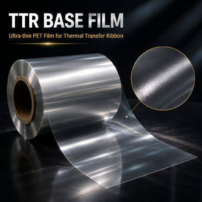 Qualité Smooth Surface Uniform Thickness BOPET TTR Base Film for Thermal Transfer Ribbon Coating Usine