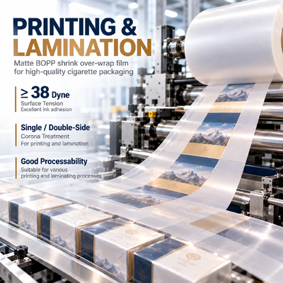 Ποιότητα BOPP Cigarette Shrink Over-Wrap Film 18μm Low Seal Initiation Temperature Energy Saving Grade Εργοστάσιο