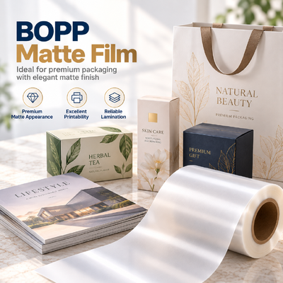 Qualität BOPP Matte Film Strong Ink Adhesion Print Grade Gravure Flexo Compatible Surface Fabrik