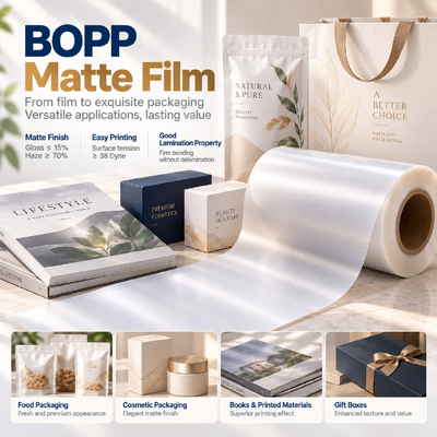 Quality BOPP Matte Film High Tensile Low Shrink Dimensional Stable High Speed Converting Grade factory